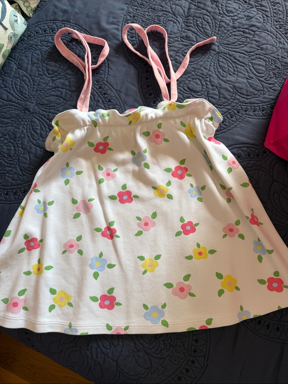 The Beaufort Bonnet Company Girls' Floral Pink Tie-Strap Tank Top